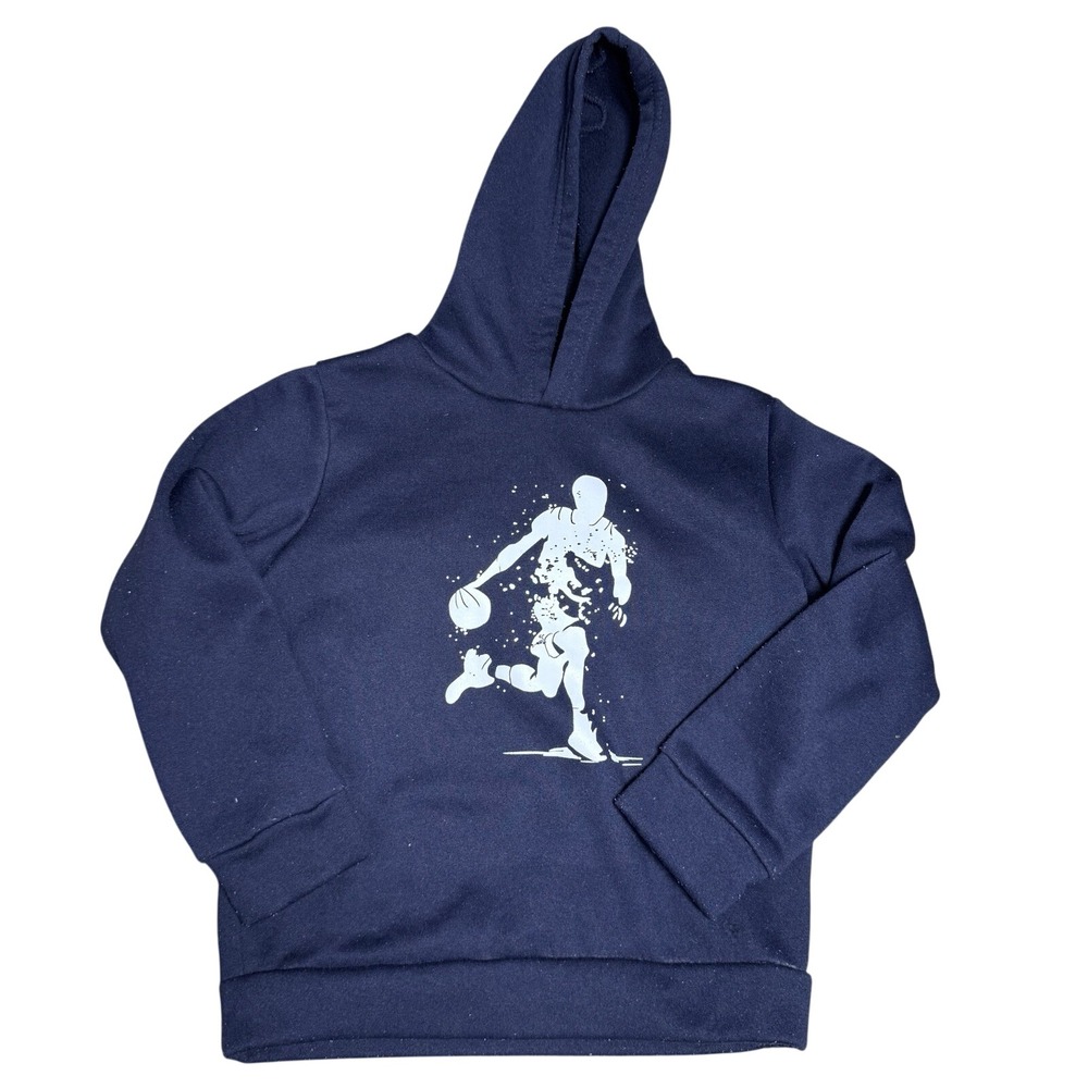 Kids Navy Blue Basketball Graphic Pullover Hoodie Sweatshirt Size 4/5
